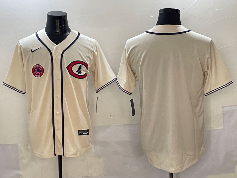 Men Chicago Cubs Blank Cream Throwback 2025 Nike MLB Jersey style 4->chicago cubs->MLB Jersey